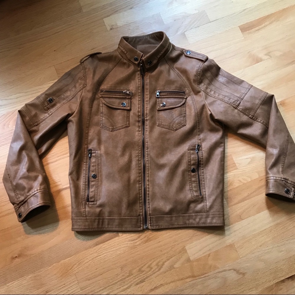 Like New Caramel Brown Vegan Leather Jacket